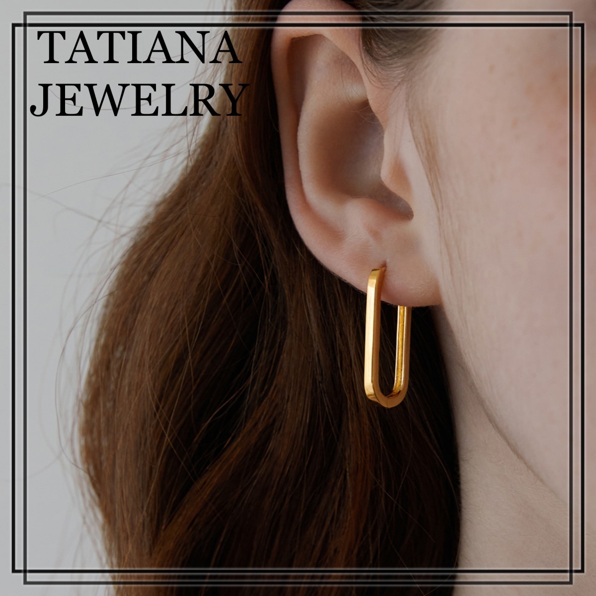 【TATIANA】(Silver925) Long U Line Hoop Earrings 韓国 ピアス