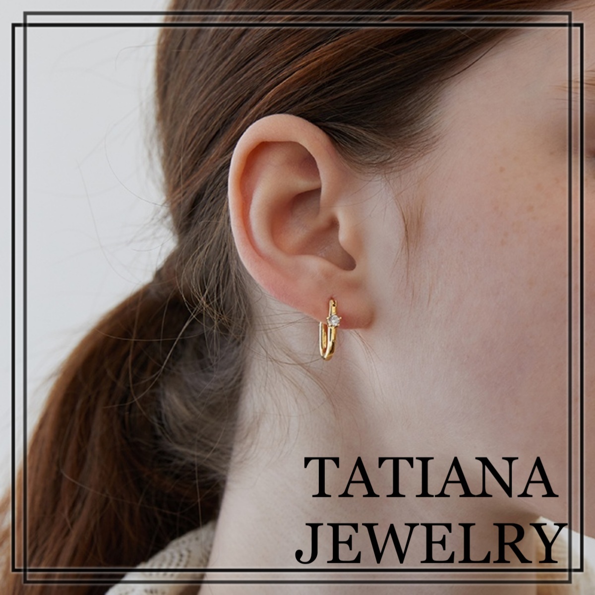 【TATIANA】(Silver925) Front Cubic Hoop Earrings 韓国 ピアス