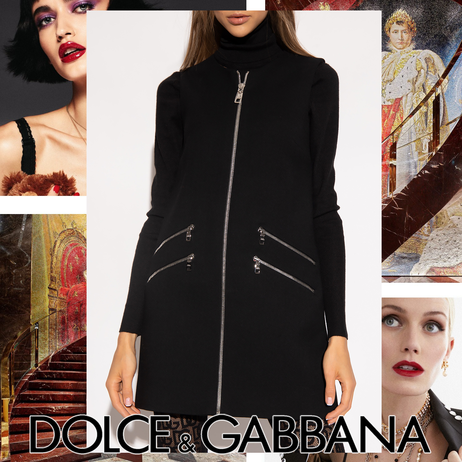 Dolce & Gabbana ノースリーブ Aラインミニドレス ブラック