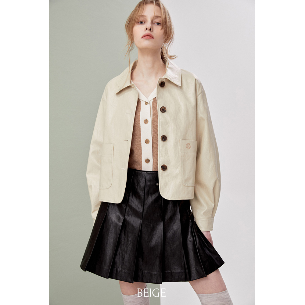 【a.t.corner】23SS Leather Crop Jacket/セレブ着用/韓国大人気