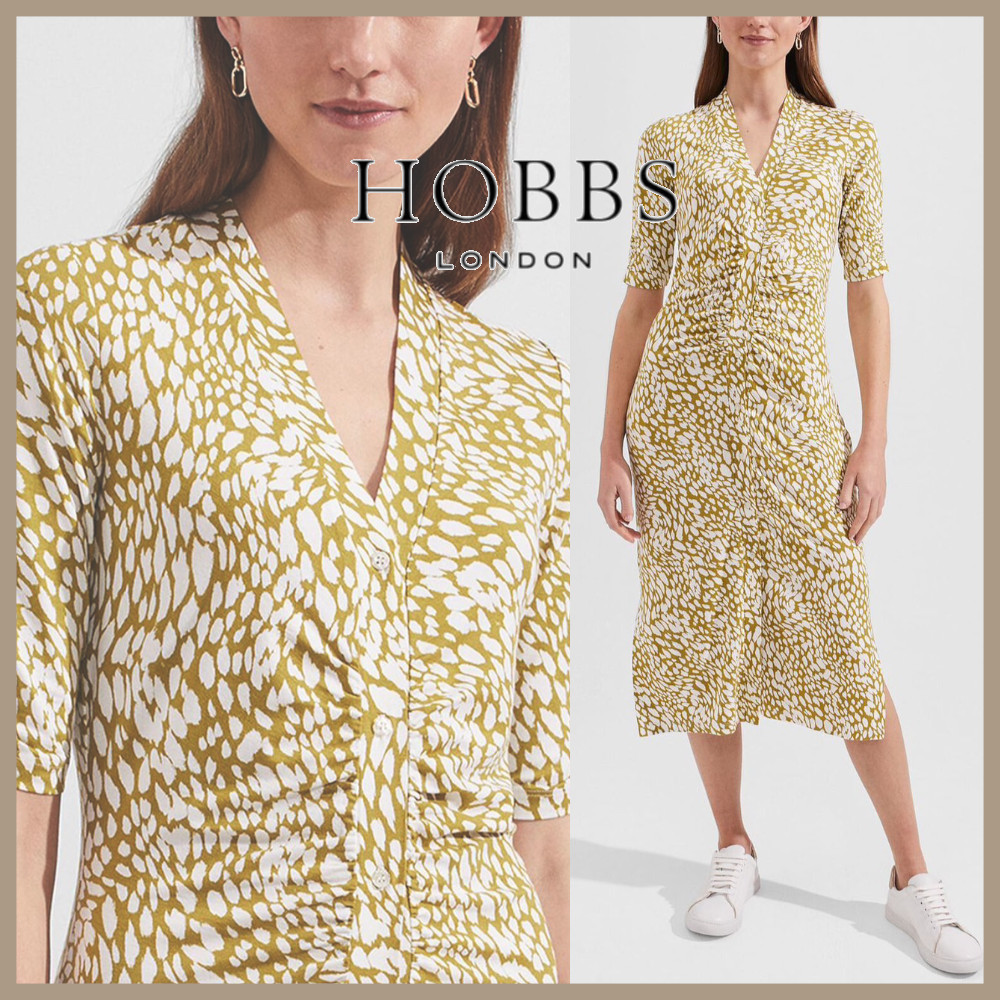 送関込 ★Hobbs London★ フェミニン リーフ柄 ワンピース