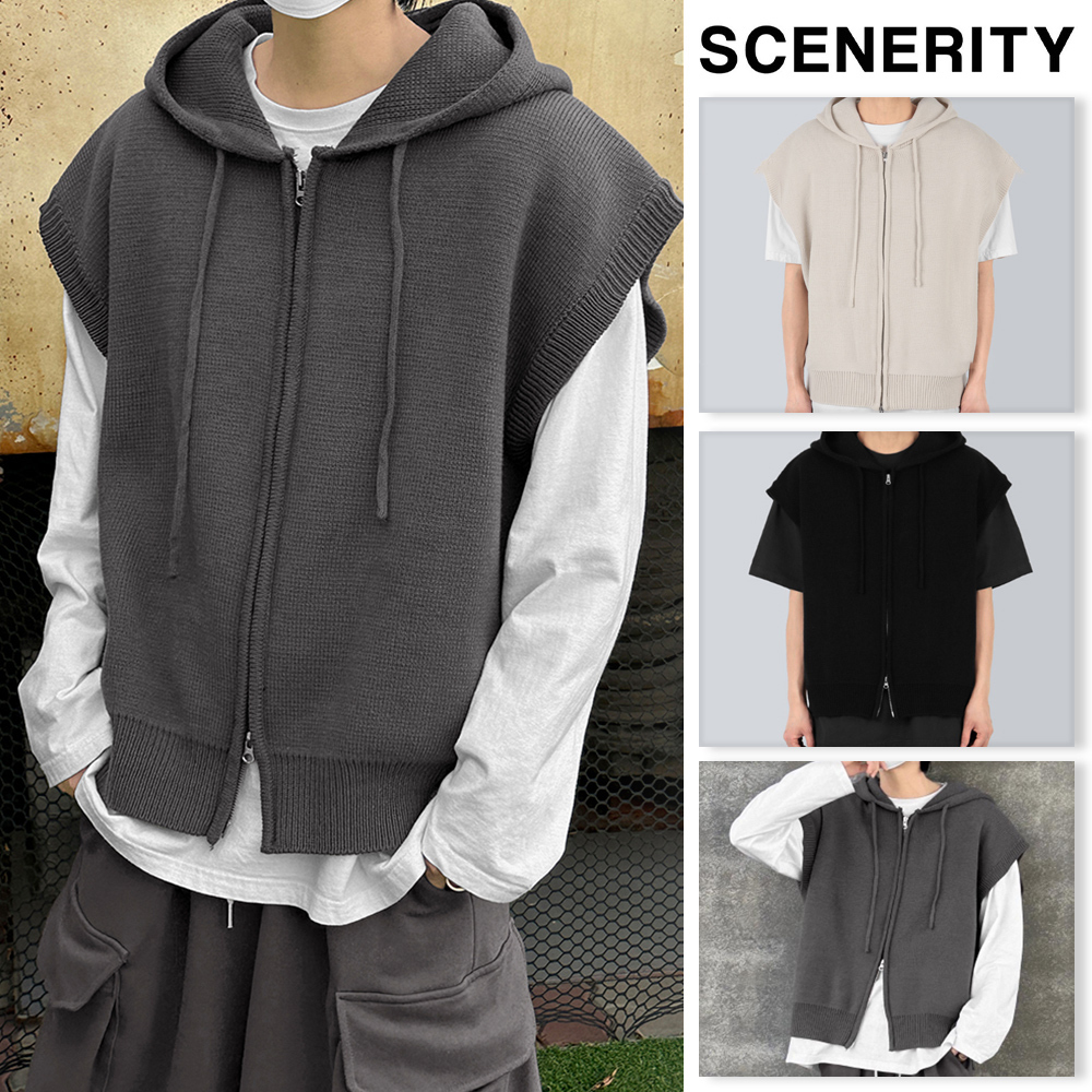 【SCENERITY】Warhol Hood Knit Zip Up
