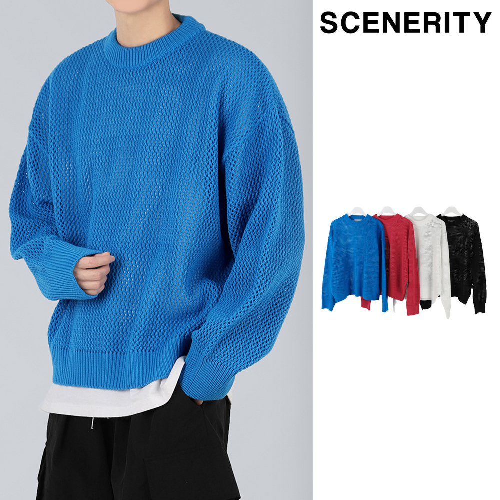 【SCENERITY】Panel Mesh Knit