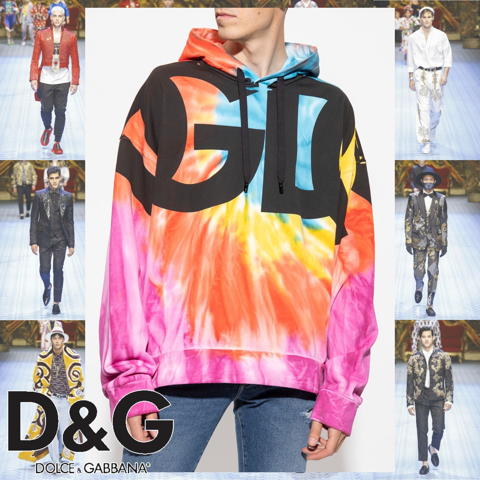 Dolce & Gabbana ロゴ タイダイ柄 コットン フーディー パーカー