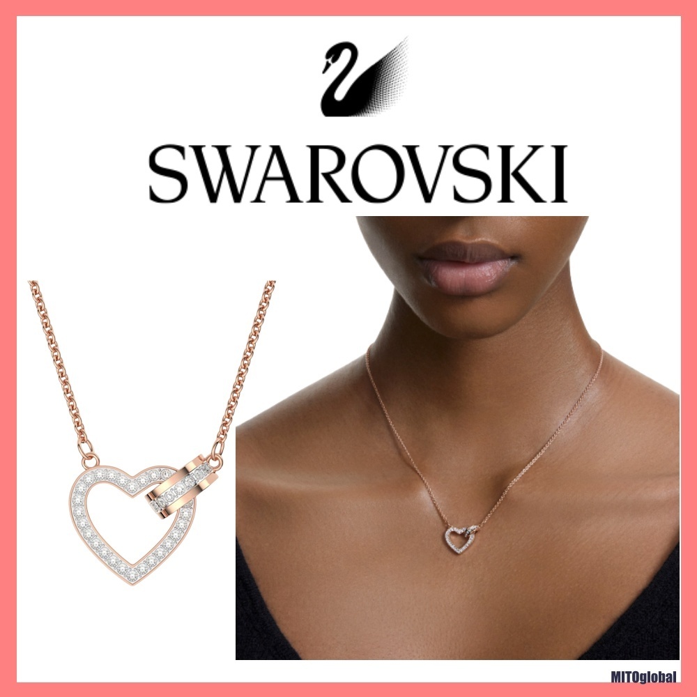 【SWAROVSKI】Lovely White rose gold tone plating ネックレス