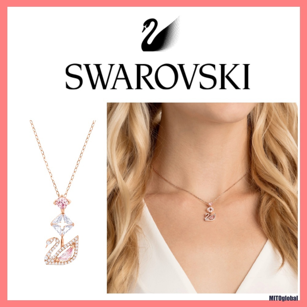 【SWAROVSKI】Dazzling Swan Y Rose Gold Tone ネックレス