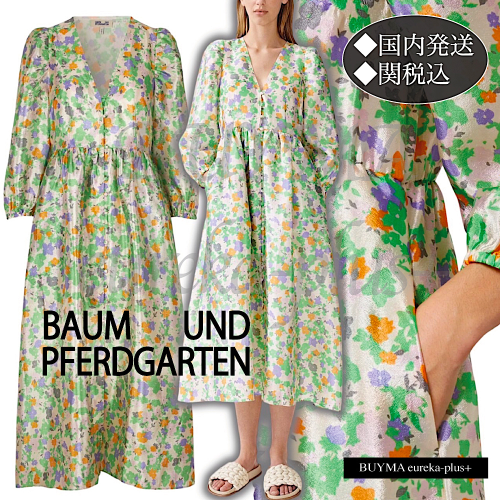 関税込/BAUM UND PFERDGARTEN*パフスリーブ 花柄プリント ドレス