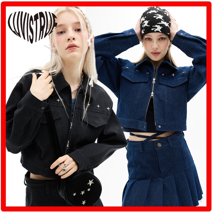 ☆韓国の人気☆【LUV IS TRUE】☆DN CROP DENIM JACKE.T☆
