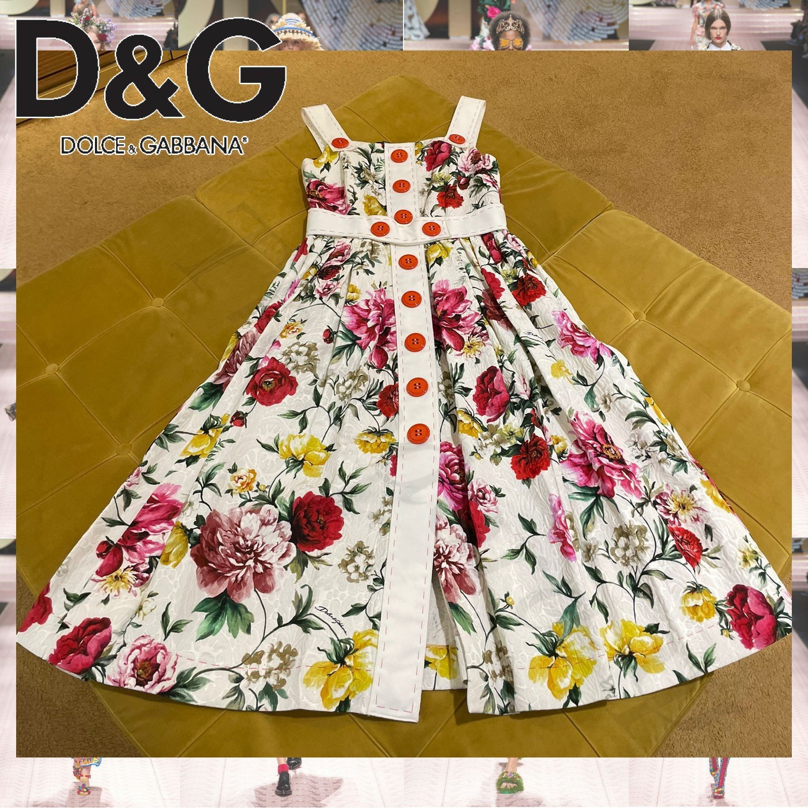 Dolce & Gabbana フローラル プリント ボタン ドレス ワンピース