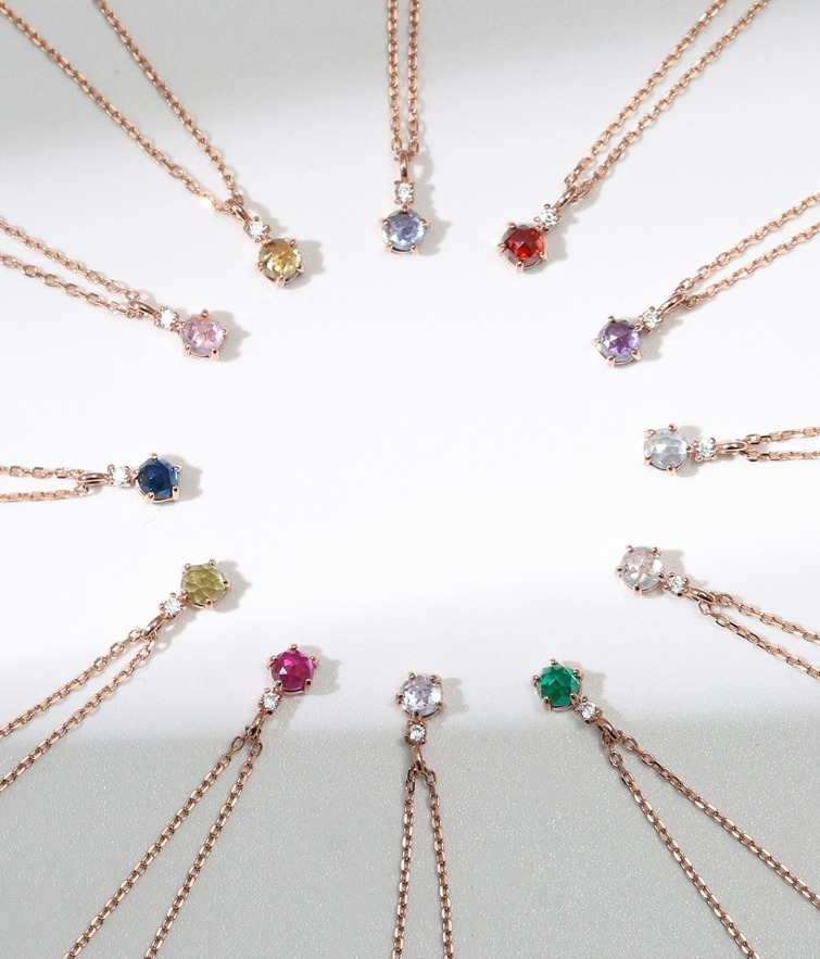 [LLOYD] 14K GOLD☆Rose cut birthstone Necklace