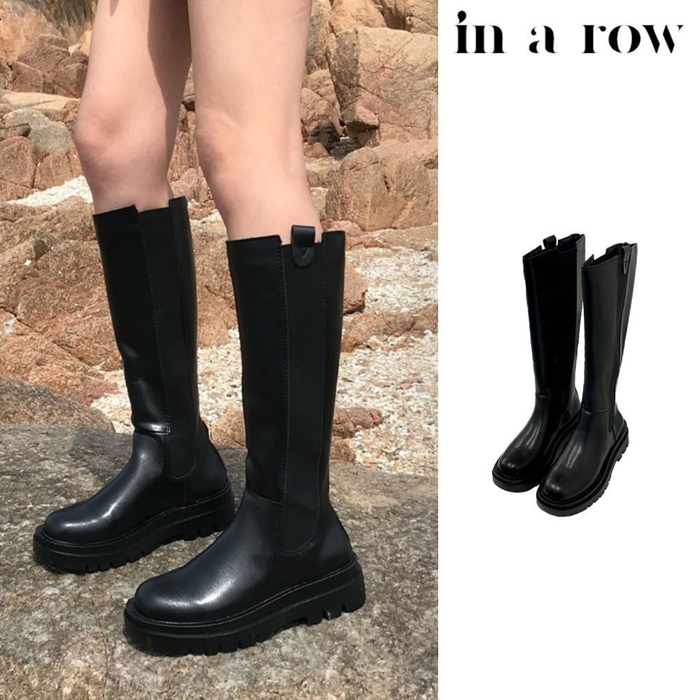 【in a row】Back zipper Chelsea long boots