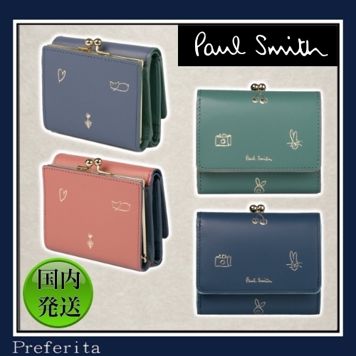 【Paul Smith】ミックスドゥードゥル がま口財布 2つ折り レザー