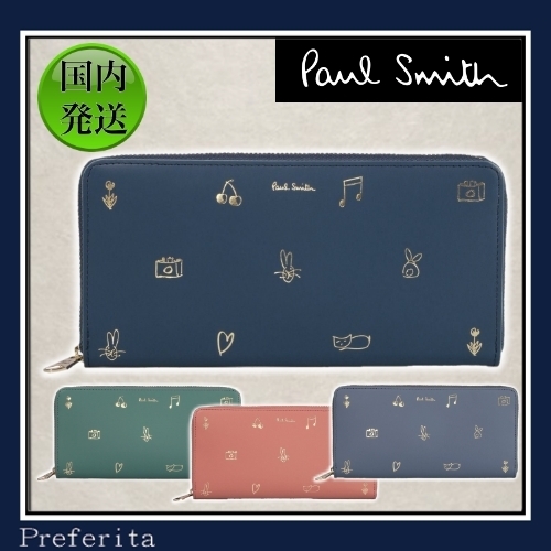 【Paul Smith】ミックスドゥードゥル 長財布 ラウンドジップ