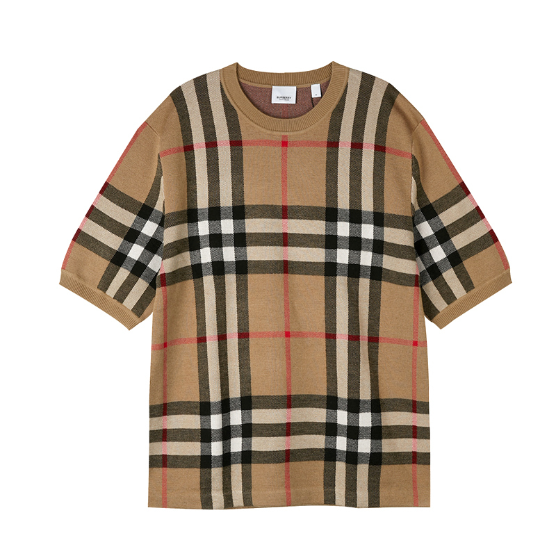 関税負担なしBurberryショートスリーブ シルクウール ジャカード