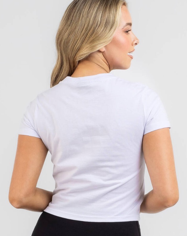 【STUSSY】Jorge Slim Tee -White- ロゴ クロップド丈 Tシャツ