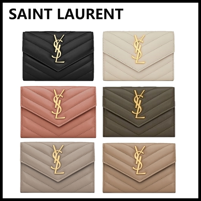 SAINT LAURENT キルティング スモール エンベロープ ウォレット SAINT LAURENT】キルティング スモールエンベロープウォレット