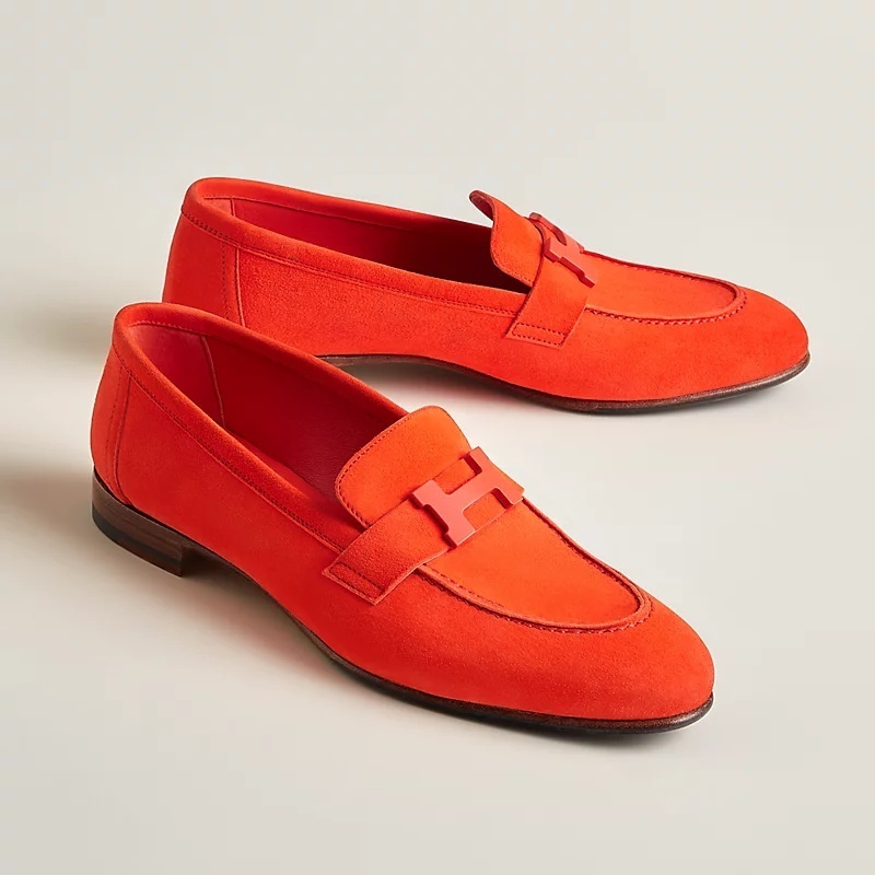 《23SS★》HERMES モカシン ローファー ゴートスキン オレンジ