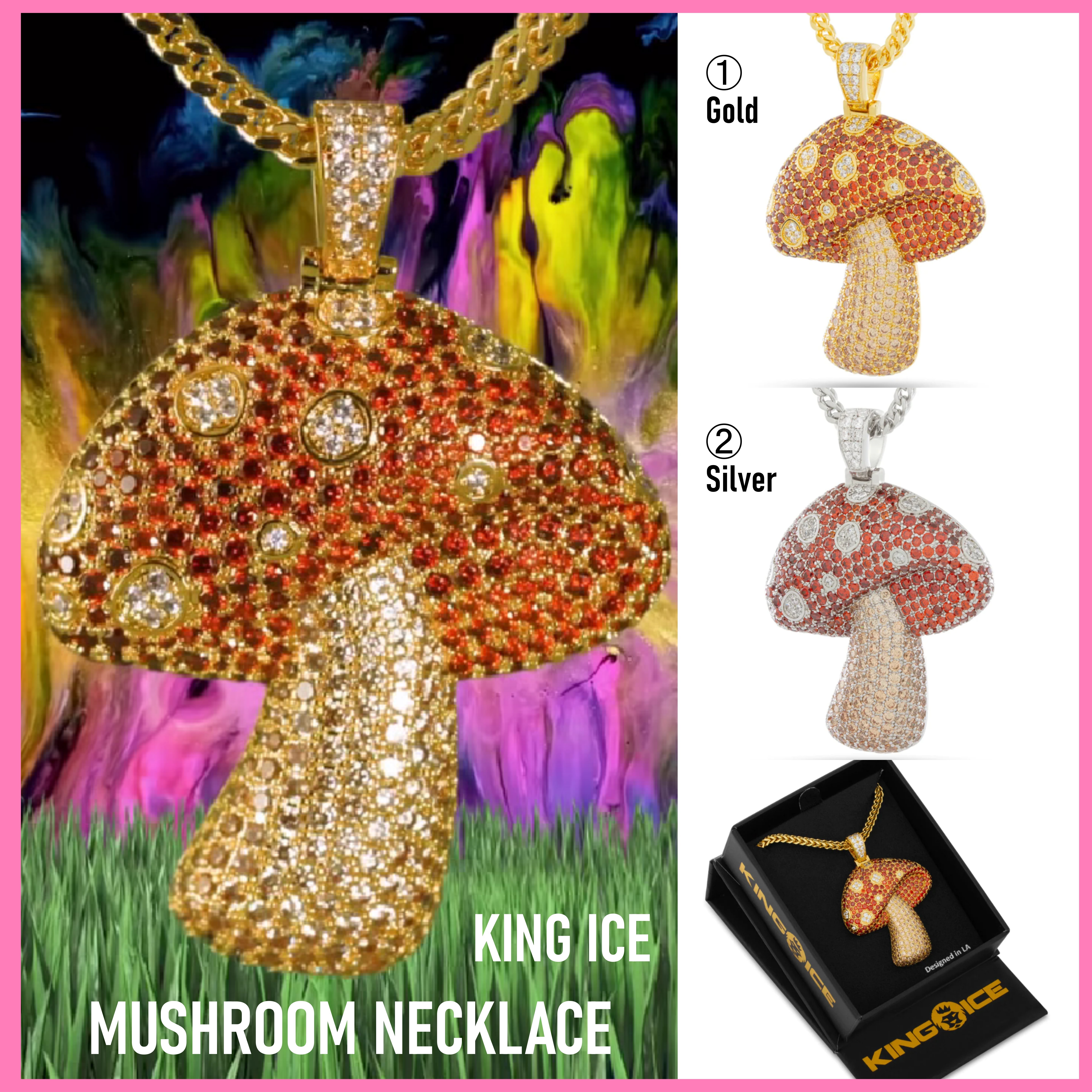 送料関税込【King Ice】MUSHROOM NECKLACE (2色)☆国内発送♪