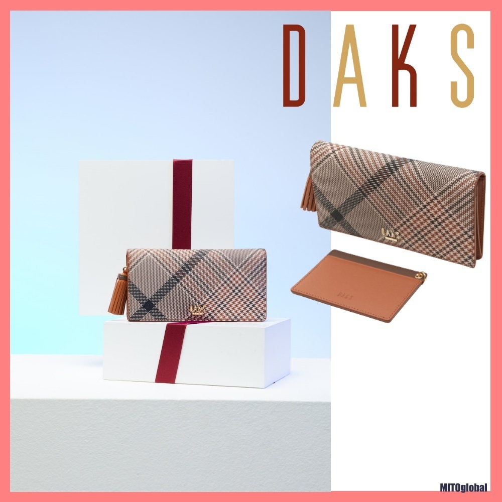 【DAKS】チェックパターン タッセル ポイント 2段 長財布