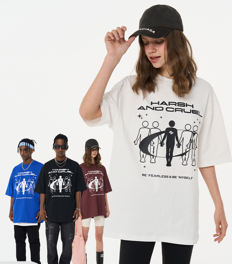 HARSH AND CRUEL ファッション Tシャツ ◆男女シンプル 4色