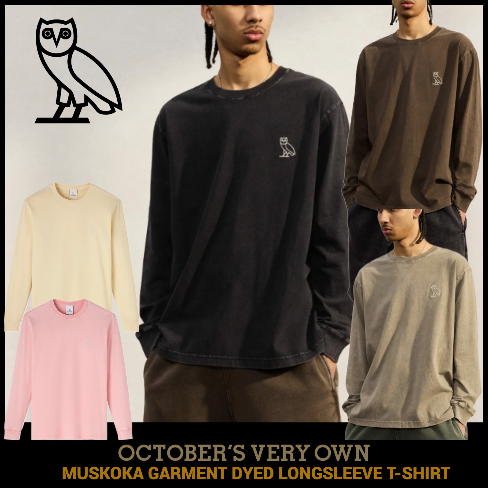 OVO☆Drake☆ダイ 長袖 Tシャツ GARMENT DYE LONGSLEEVE T-SHIRT