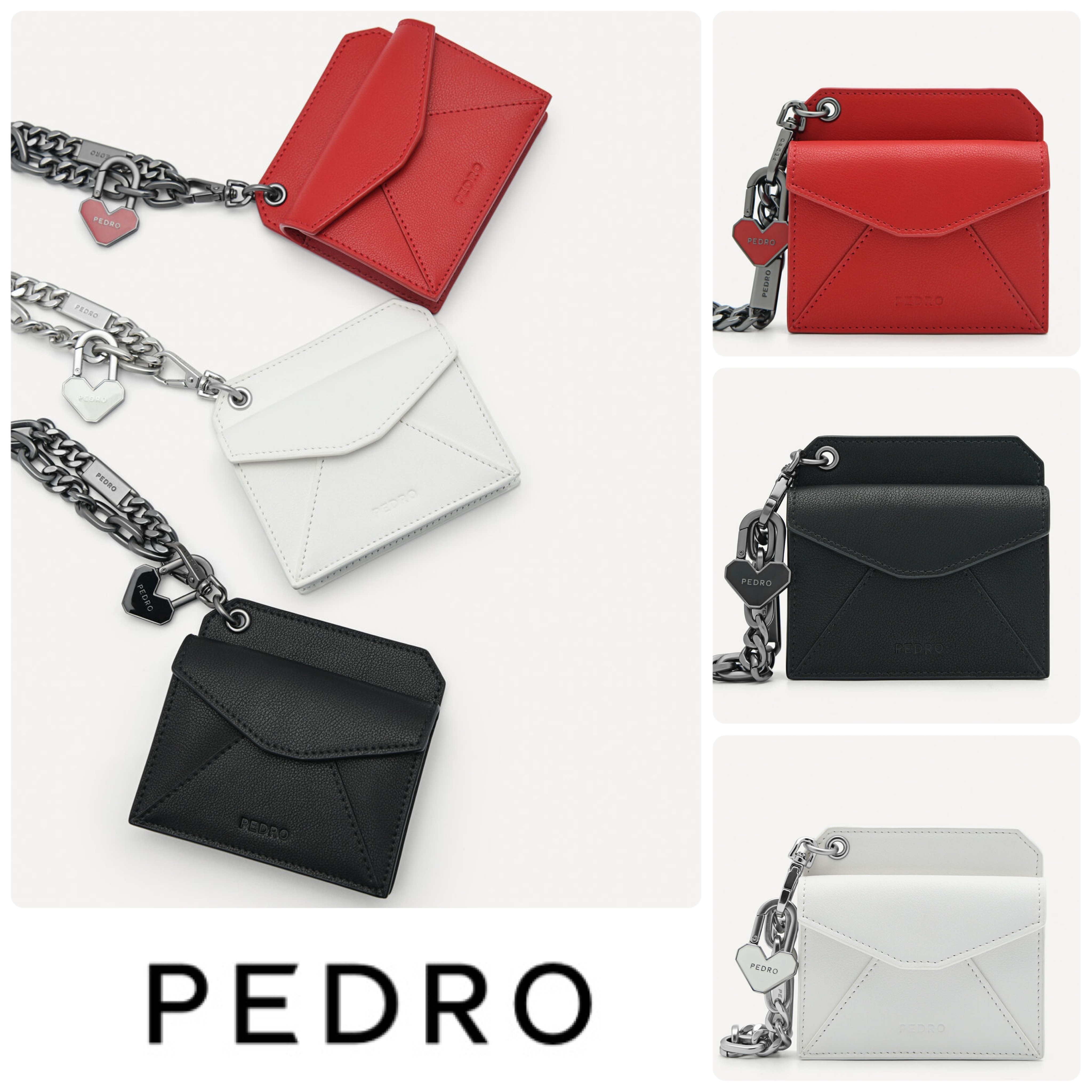 ★PEDRO★Leather Bi-Fold Card Holder with Key Chain/送料込