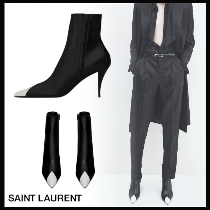 Saint Laurent アンクルブーツ 黒 ラム/カーフ ヒール9㎝ 直営店
