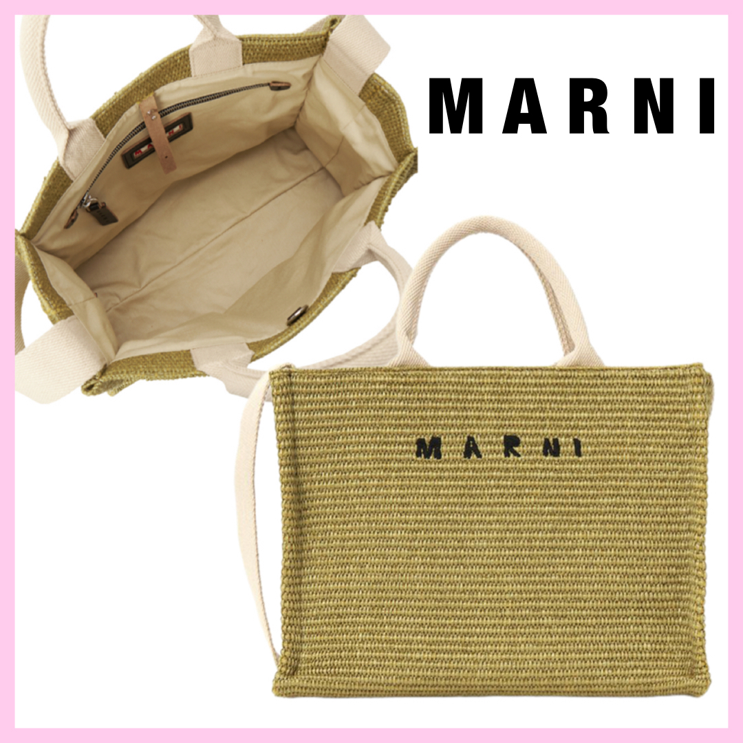【関税込み】 ☆MARNI☆ ロゴ ラフィア スモール トートバッグ