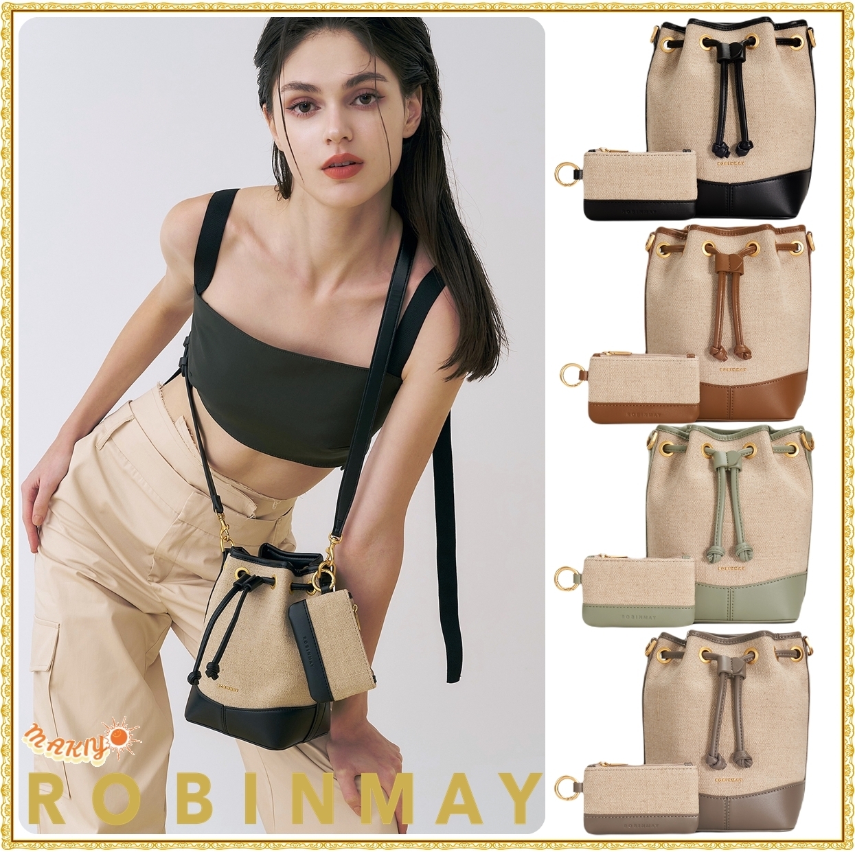 送料込★ROBINMAY★妝點花園水桶斜背包★小銭入付バケットバッグ