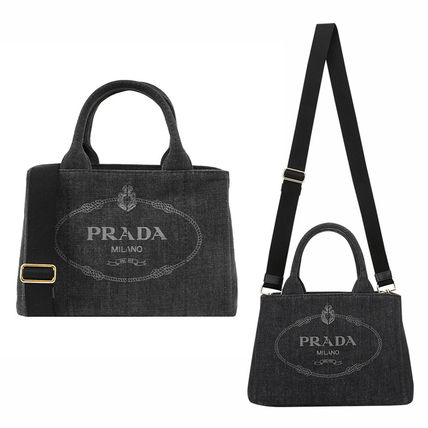 PRADA Shoulder Bags Casual Style Unisex Denim Street Style 2WAY Party Style