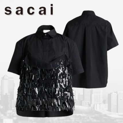 sacai Shirts & Blouses Monogram Casual Style Plain Short Sleeves Office Style