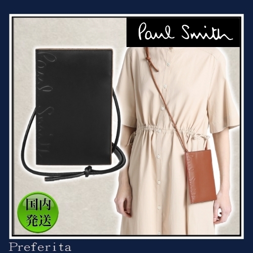 【Paul Smith】レザーボクシー ネックポーチ ロゴ バイカラー