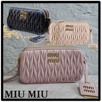 MiuMiu Casual Style Street Style Logo Shoulder Bags