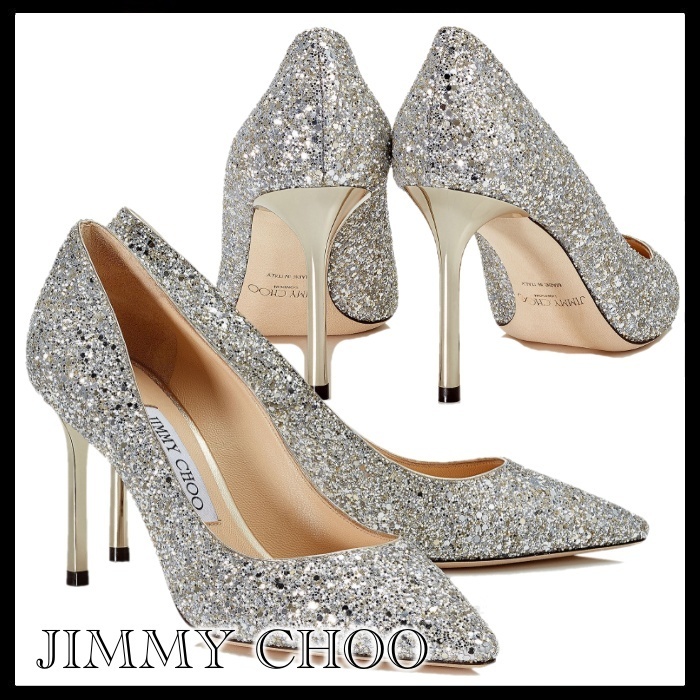 JIMMY CHOO Romy 85 コースグリッター ファブリックパンプス
