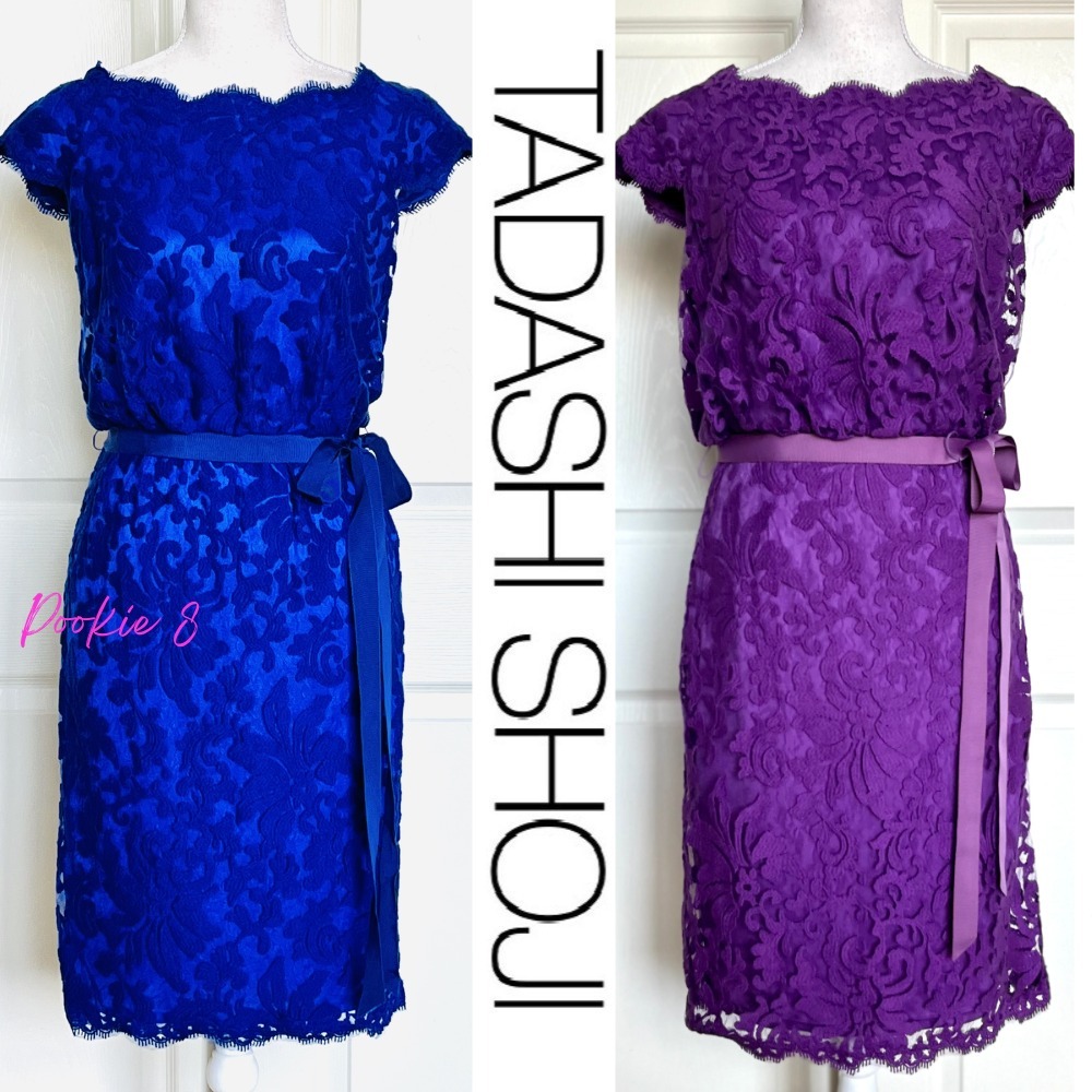 TADASHI SHOJI レース花柄ベルト付きワンピース刺繍レースドレス