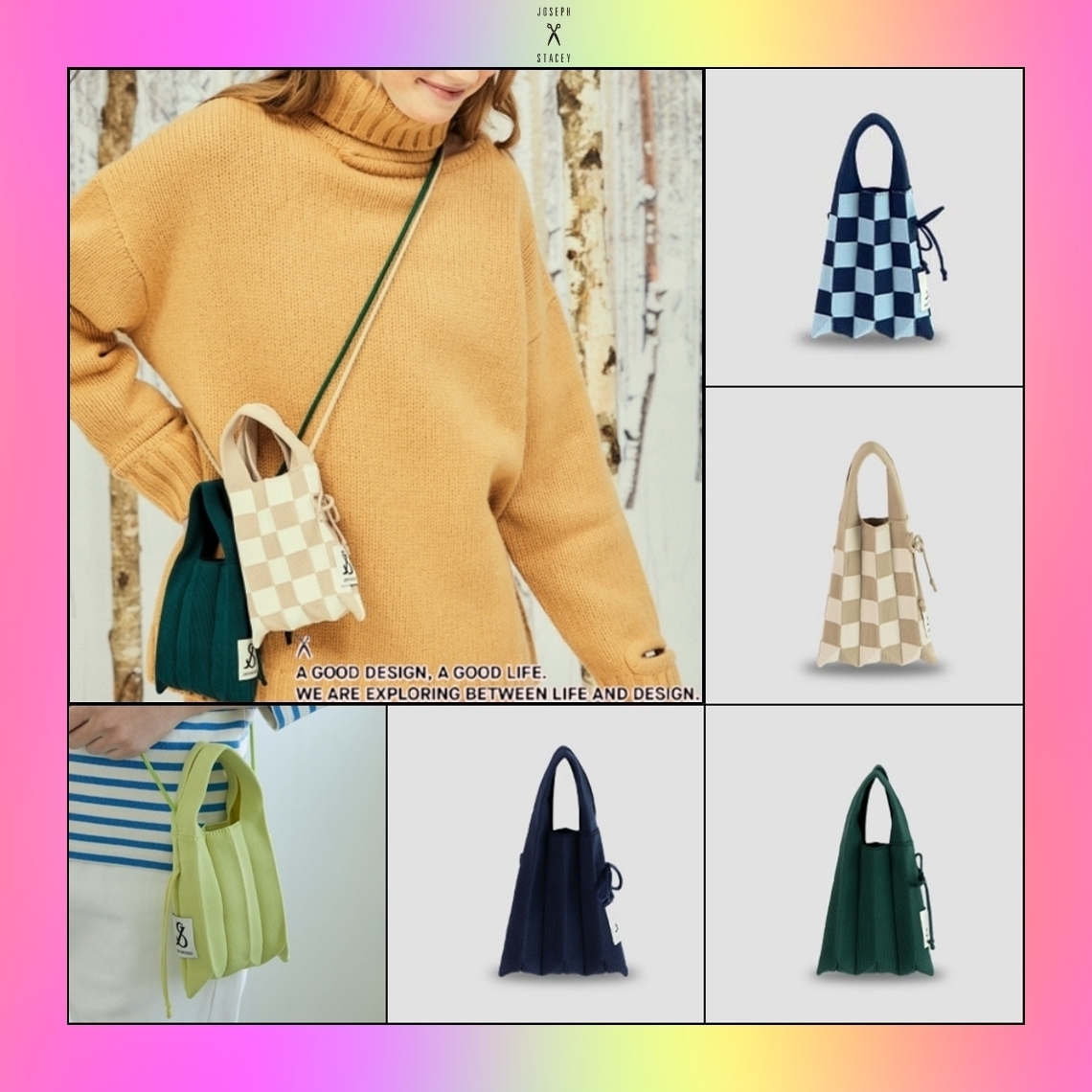 【JOSEPH&STACEY】Lucky Pleats Knit Mini Cross 韓国芸能人着用