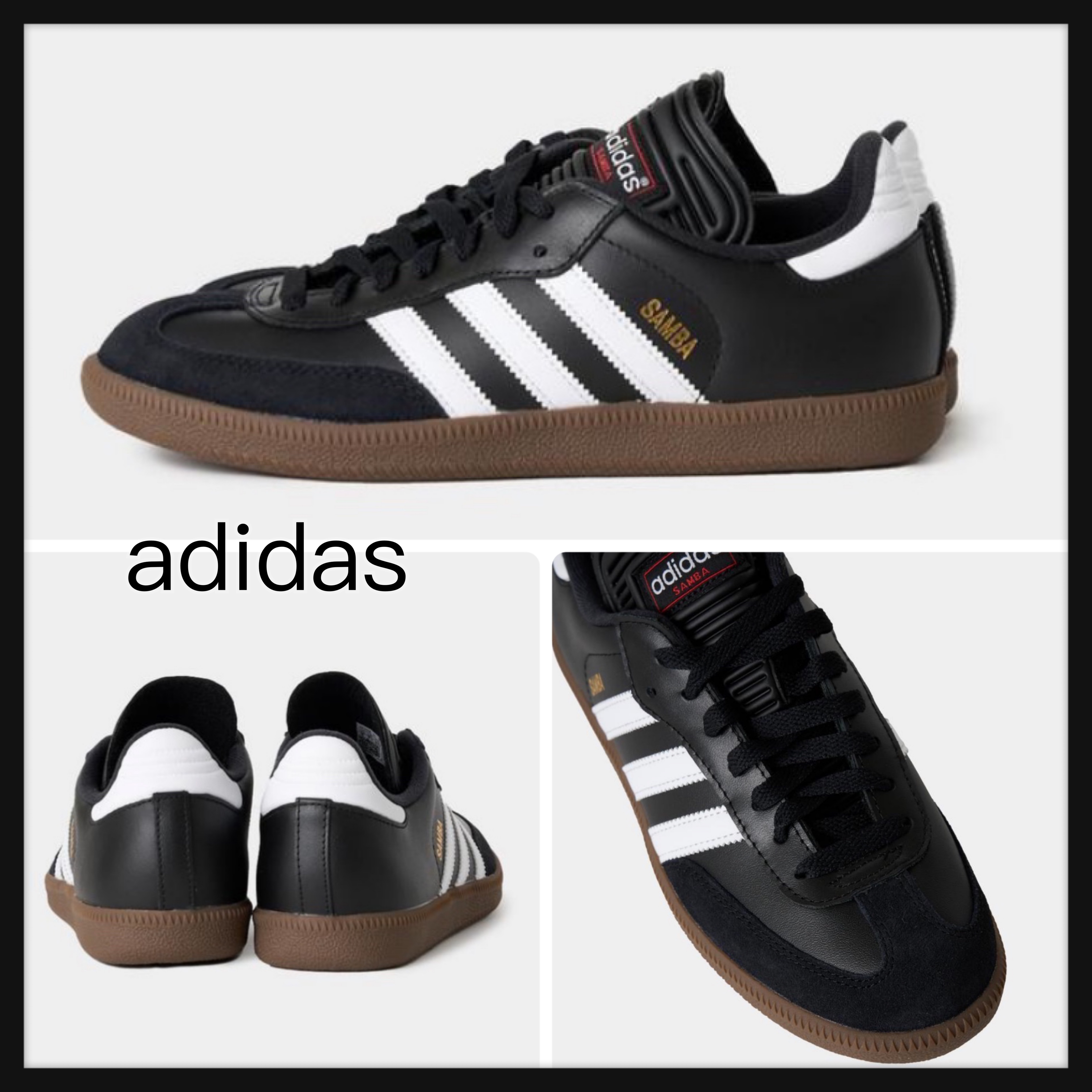 【adidas】新作！SAMBA TRAINERS BLACK/WHITE/GUM ロゴ