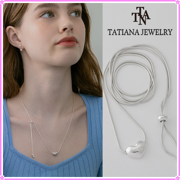 【TATIANA】Plump Heart String Necklace_Silver NZ2099