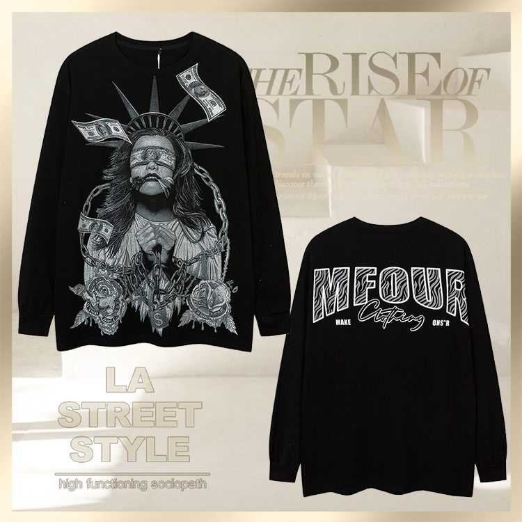 Tシャツ・カットソー Luxury Street Wear long sleeve Dollar Goddess unisexual