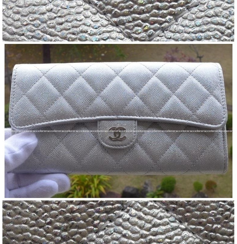 限定カラー CHANEL 二折りカブセ長財布 キャビア flap wallet