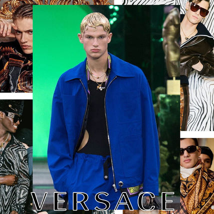 VERSACE ブルゾン（その他） アイボリー 4112524L0005 ブルー（青）系 VERSACE(ヴェルサーチェ) ブルゾン(メンズ