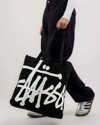 STUSSY Totes Casual Style Unisex Canvas Street Style A4 Logo Totes