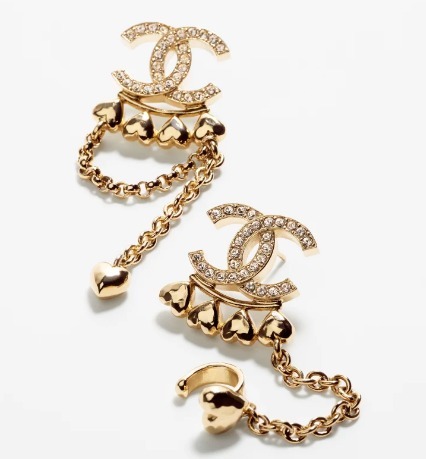 ミニハートイヤカーフ付き☆CHANEL☆ピアス☆煌めくCC