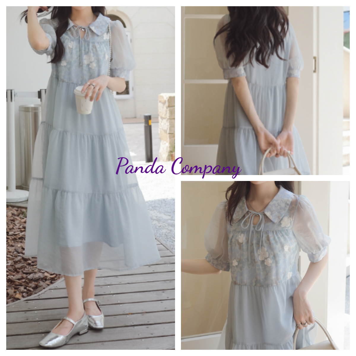 Aライン シフォンドレス フレア ロングワンピース 上品 ガーリー