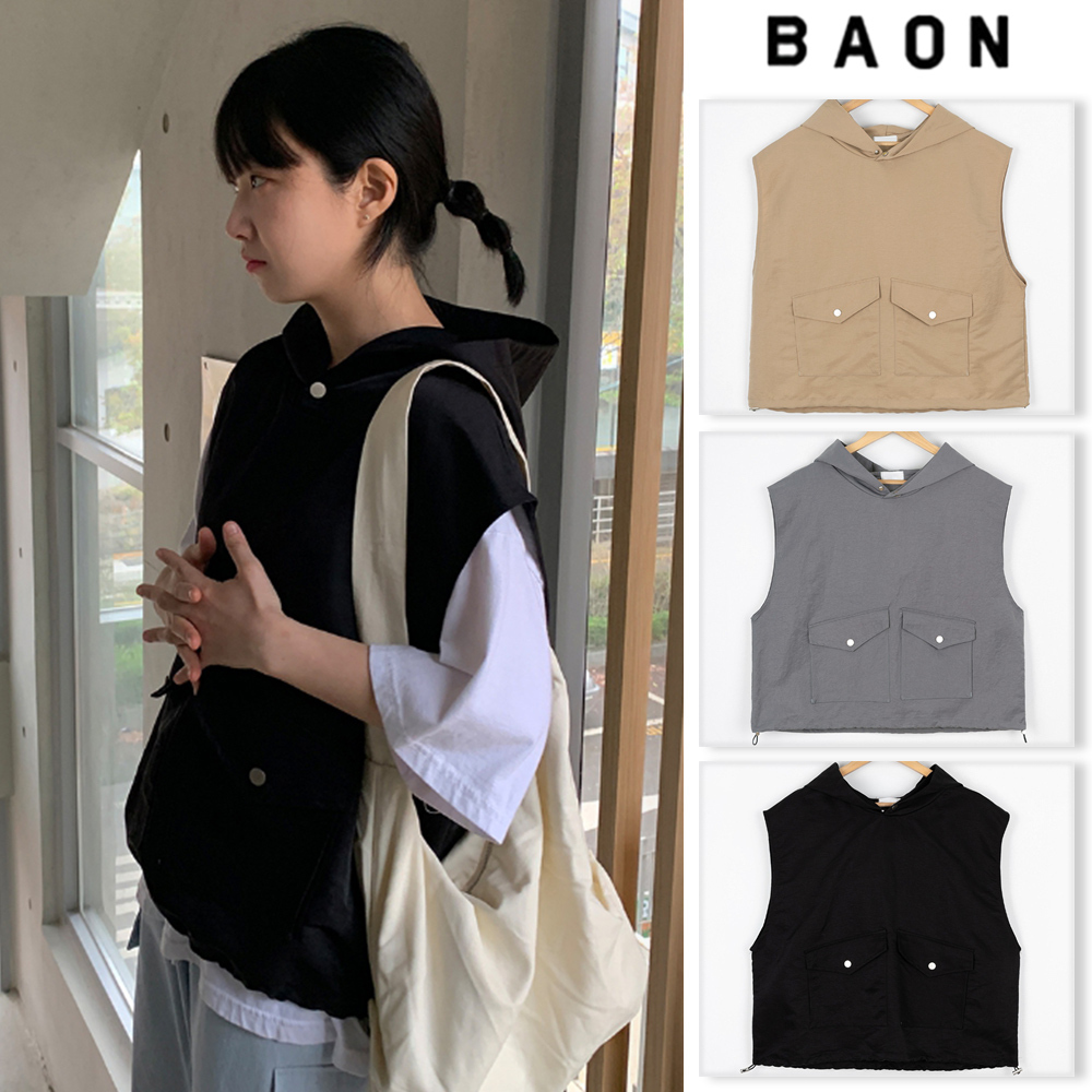 【BAON】[unisex] Tincho Glossy String Hood Anorak