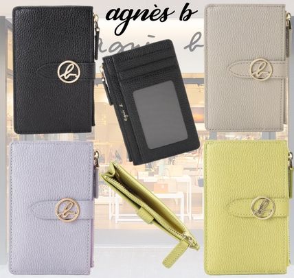 Agnes b Card Holders Unisex Plain Leather Bridal Logo Card Holders