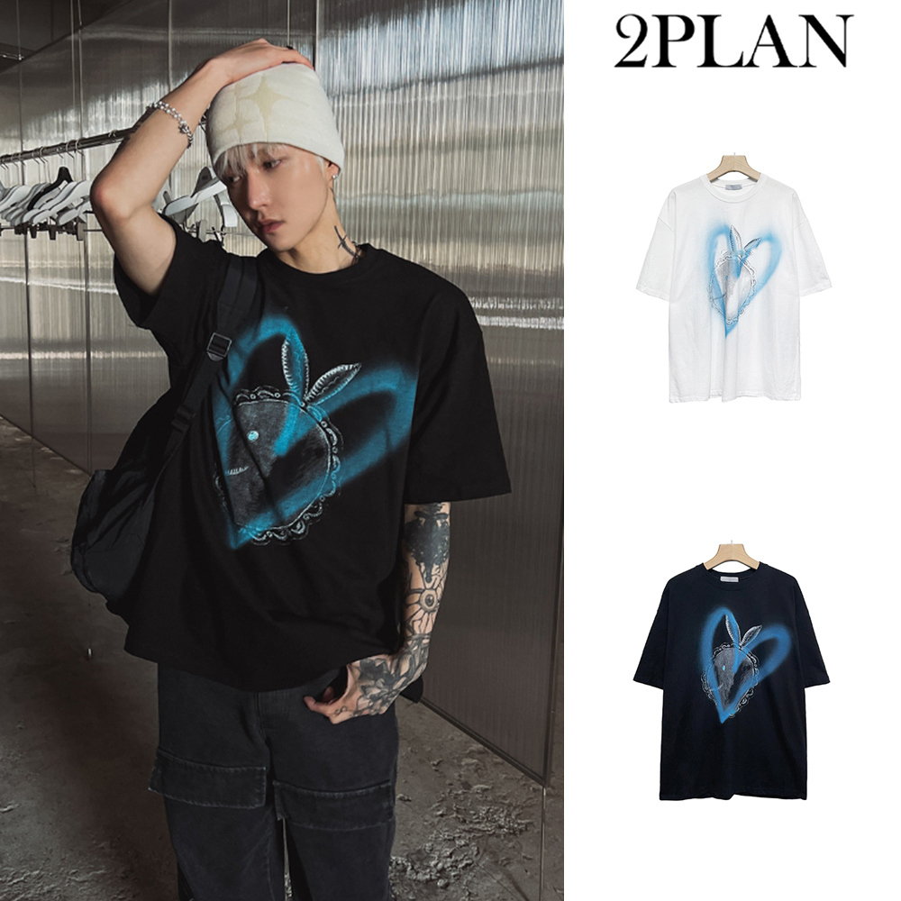 【2plan】Bullet heart rabbit short sleeve T-shirt