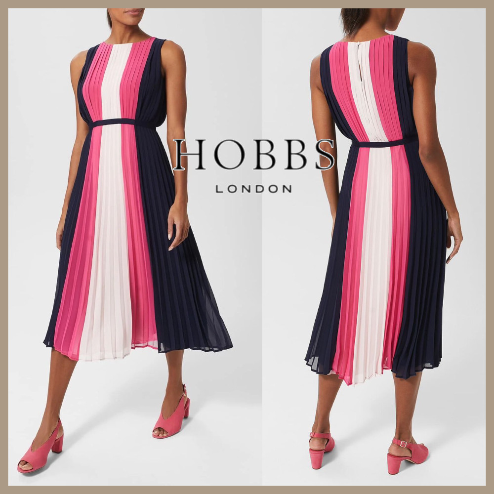 送関込み ★Hobbs London★ CLAUDIA プリーツ フレア ワンピース