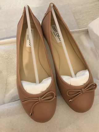 Jimmy Choo More Flats Round Toe Casual Style Plain Leather Party Style