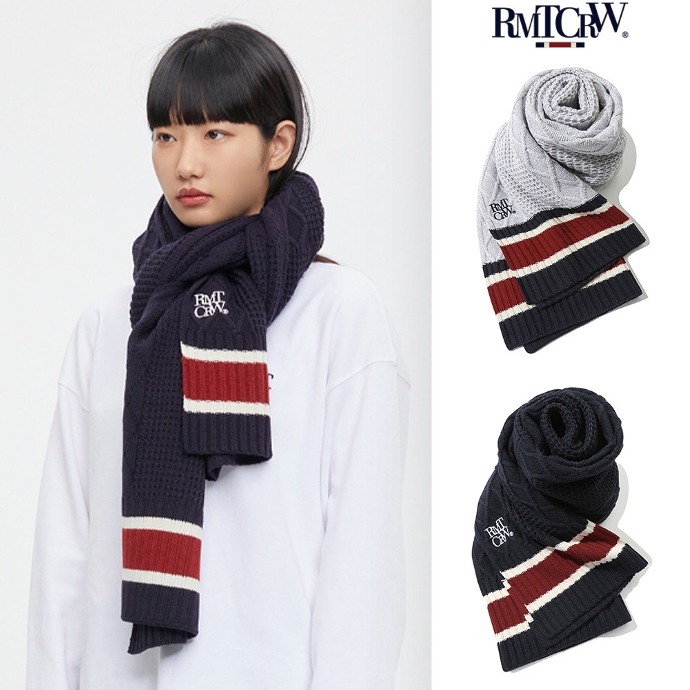 【ROMANTIC CROWN】22FW★ CABLE KNIT LOGO MUFFLER